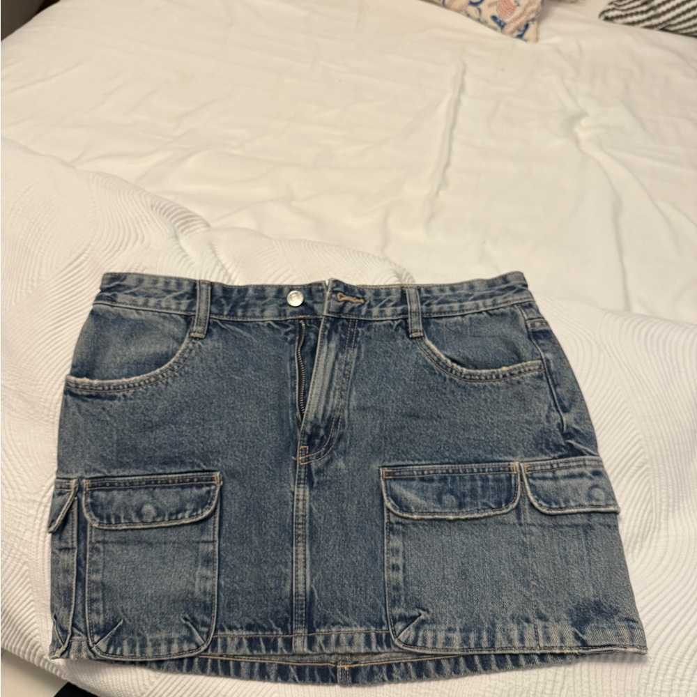 Zara Blue Denim Mini Skirt with Pockets